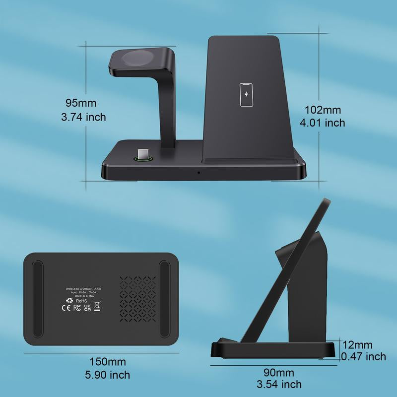 Wireless Charger for Samsung Charging Station, 3 in 1 Fast Charging Stand for Galaxy S25/S24/S23/S22/S21/S20,Note 20/10& Galaxy Buds, Wireless Charger for Galaxy Watch Ultra 7 6 5 Pro/5/4/3/Active 2/1