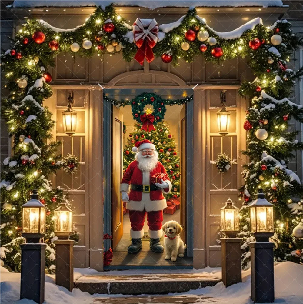 Christmas Santa Hanging Door Banner Nutcracker Soldier Merry Christmas Decoration Xmas Backdrop New Year 2026 Gifts Background