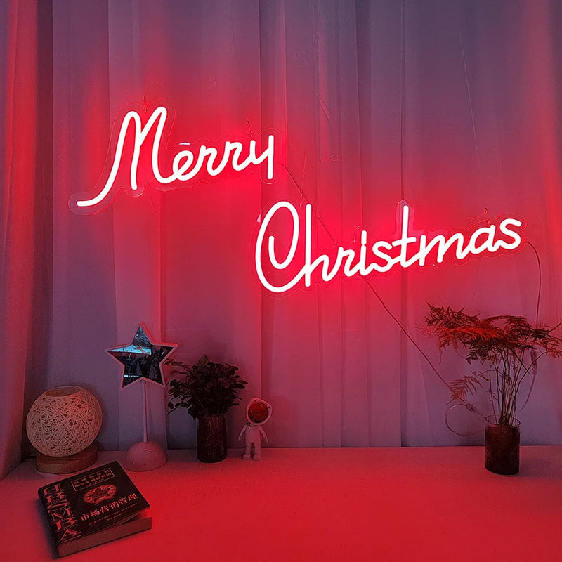 Christmas Neon Light Sign Wall Art Lamp for Bar Room Decor Merry Christmas Night Garden Lighting Home Bar Perfect Gift
