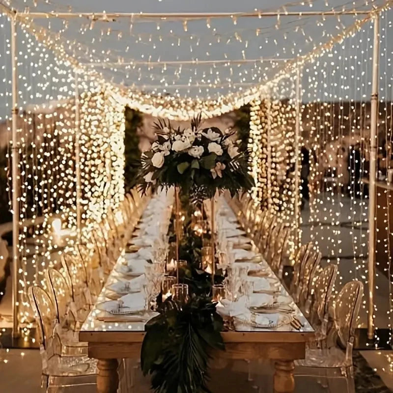 Xmas 8 Lighting Modes LED Curtain String Lights USB Powered Fairy Lights Indoor Garden Wedding Party Home Christmas Decoration