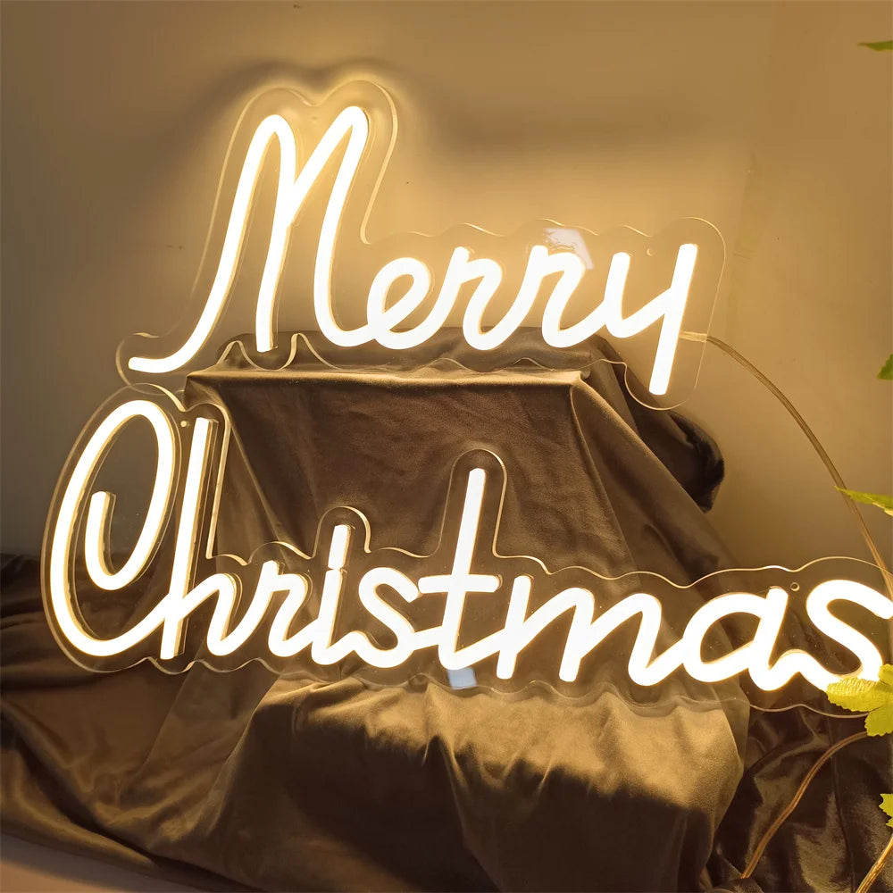 Christmas Neon Light Sign Wall Art Lamp for Bar Room Decor Merry Christmas Night Garden Lighting Home Bar Perfect Gift