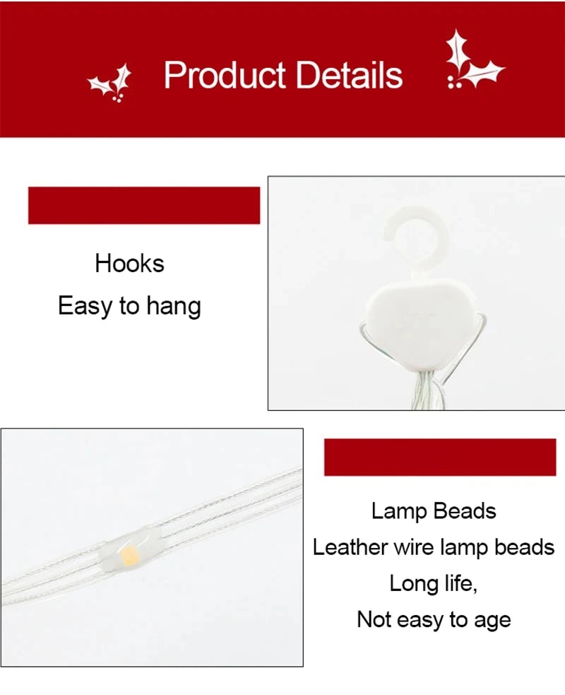 LED Christmas Ladder Lights with Santa Claus Decorations 8 Lighting Modes Outdoor Patio Garden Festive Party Wall & Tree Decor