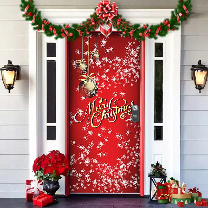 Nightmare Before Christmas Outdoor Decorations Props Christmas Door Cover Santa Xmas Elves Backdrop Banner Party House Door Hang
