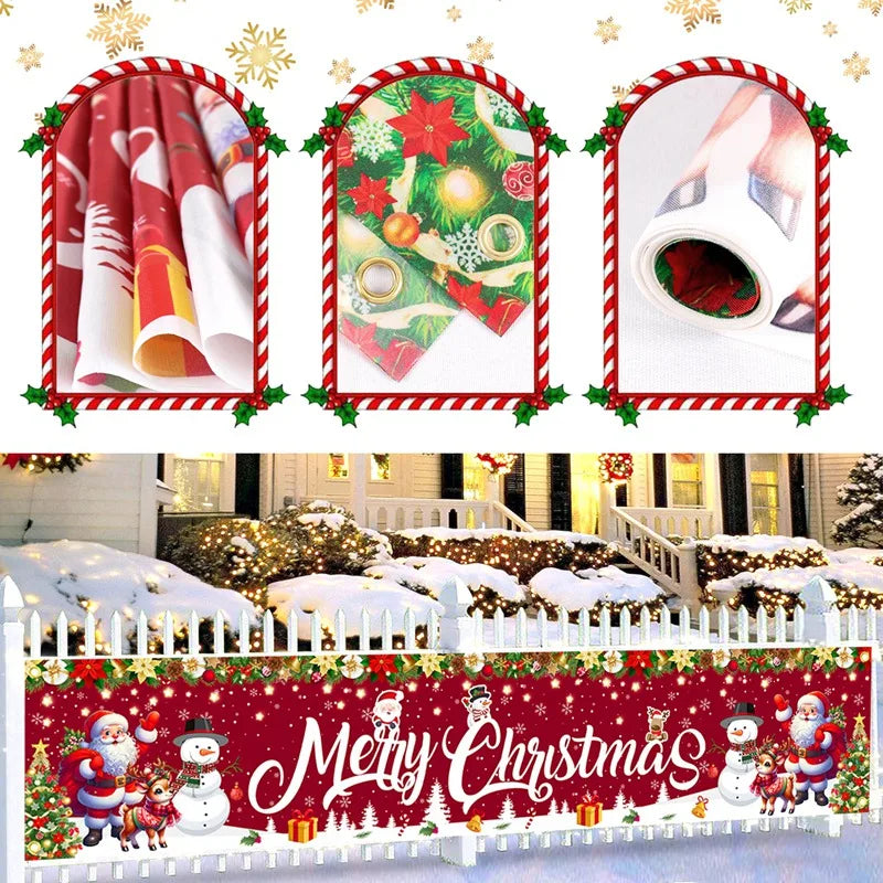 Christmas Outdoor Banner Merry Christmas Decorations For Home 2025 Outdoor Decor Xmas Navidad Noel Natal Happy New Year 2026