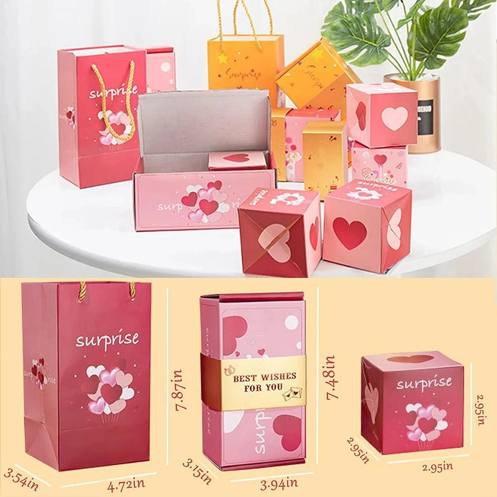 Christmas Gift Box Diy Folding Paper Boxs Money Pop Up Birthday Wedding Surprise Bounce Boxs Explosion Red Envelope Gift Box Set