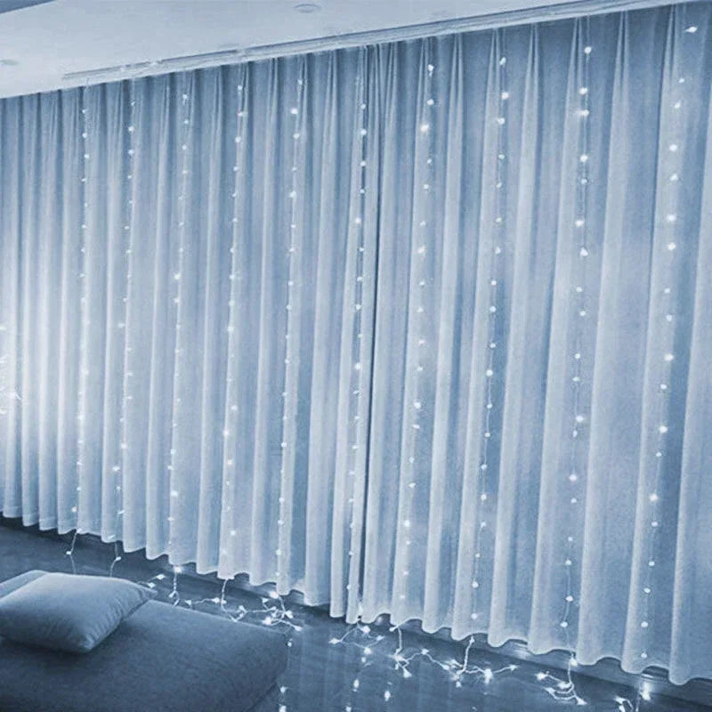 Xmas 8 Lighting Modes LED Curtain String Lights USB Powered Fairy Lights Indoor Garden Wedding Party Home Christmas Decoration