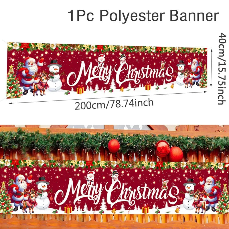 Christmas Outdoor Banner Merry Christmas Decorations For Home 2025 Outdoor Decor Xmas Navidad Noel Natal Happy New Year 2026