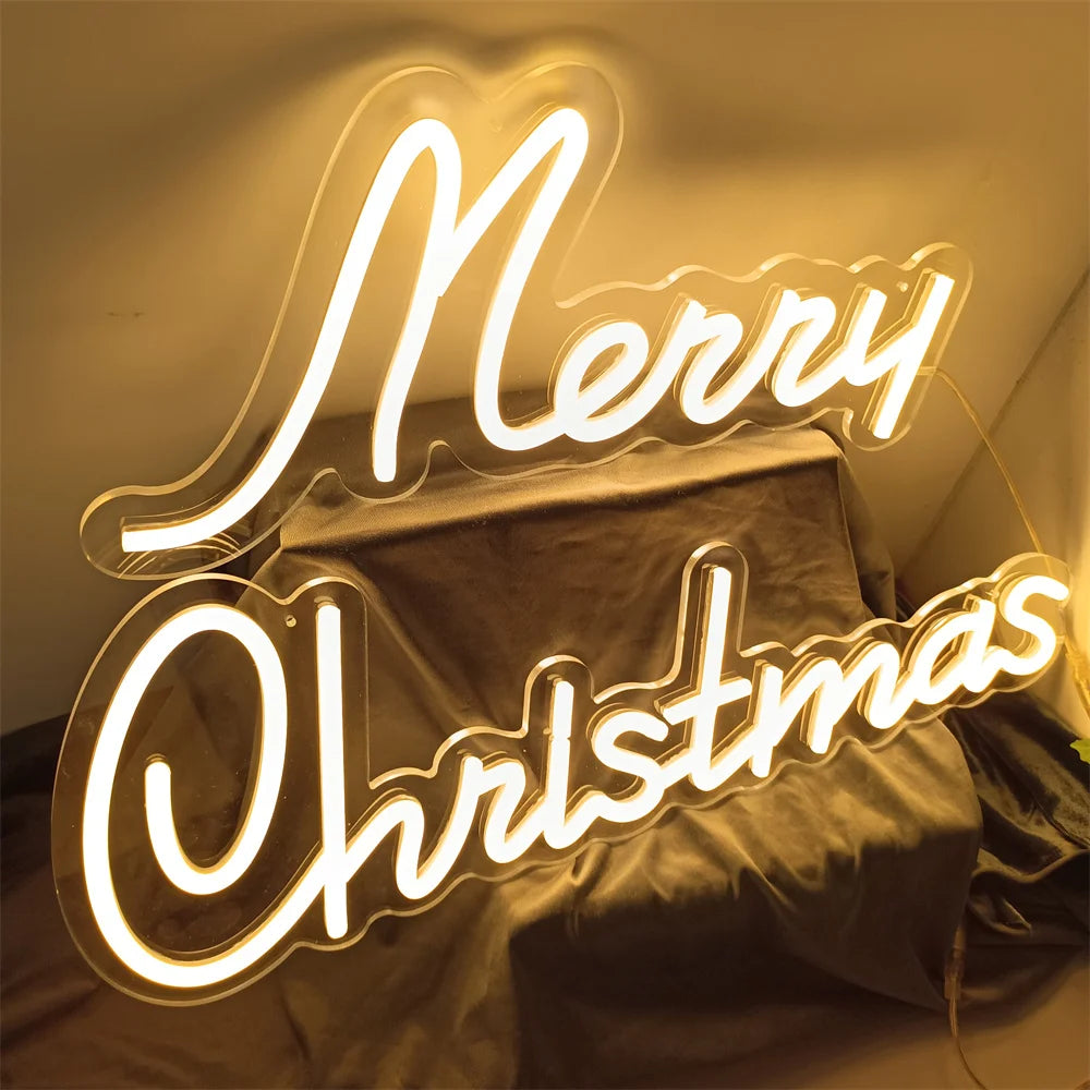 Christmas Neon Light Sign Wall Art Lamp for Bar Room Decor Merry Christmas Night Garden Lighting Home Bar Perfect Gift