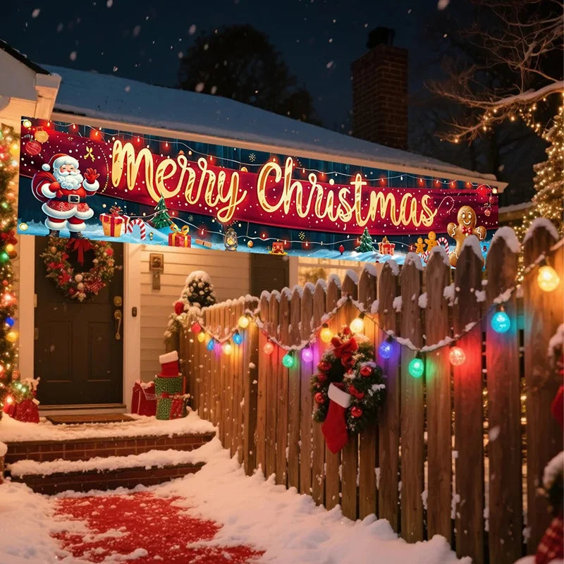 Christmas Outdoor Banner Merry Christmas Decorations For Home 2025 Outdoor Decor Xmas Navidad Noel Natal Happy New Year 2026