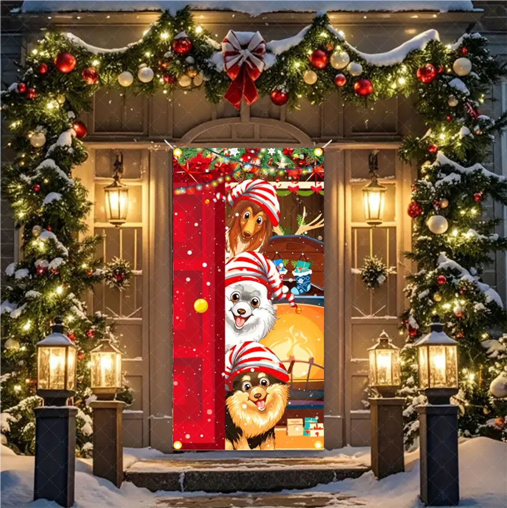 Christmas Hanging DoorBanner Antithetical Couplet Merry Christmas Party Decoration New Year 2026 Christmas Wall Banner Xmas Gift