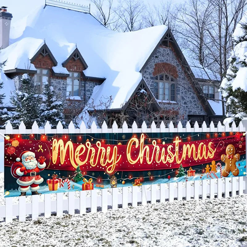 Christmas Outdoor Banner Merry Christmas Decorations For Home 2025 Outdoor Decor Xmas Navidad Noel Natal Happy New Year 2026