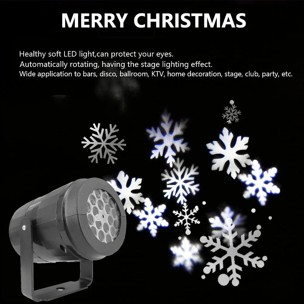 Christmas Snowfall Projector Lights Highlight Dynamic LED Snow Xmas Snowflake Spotlight Lighting Projector for Home Room Decor