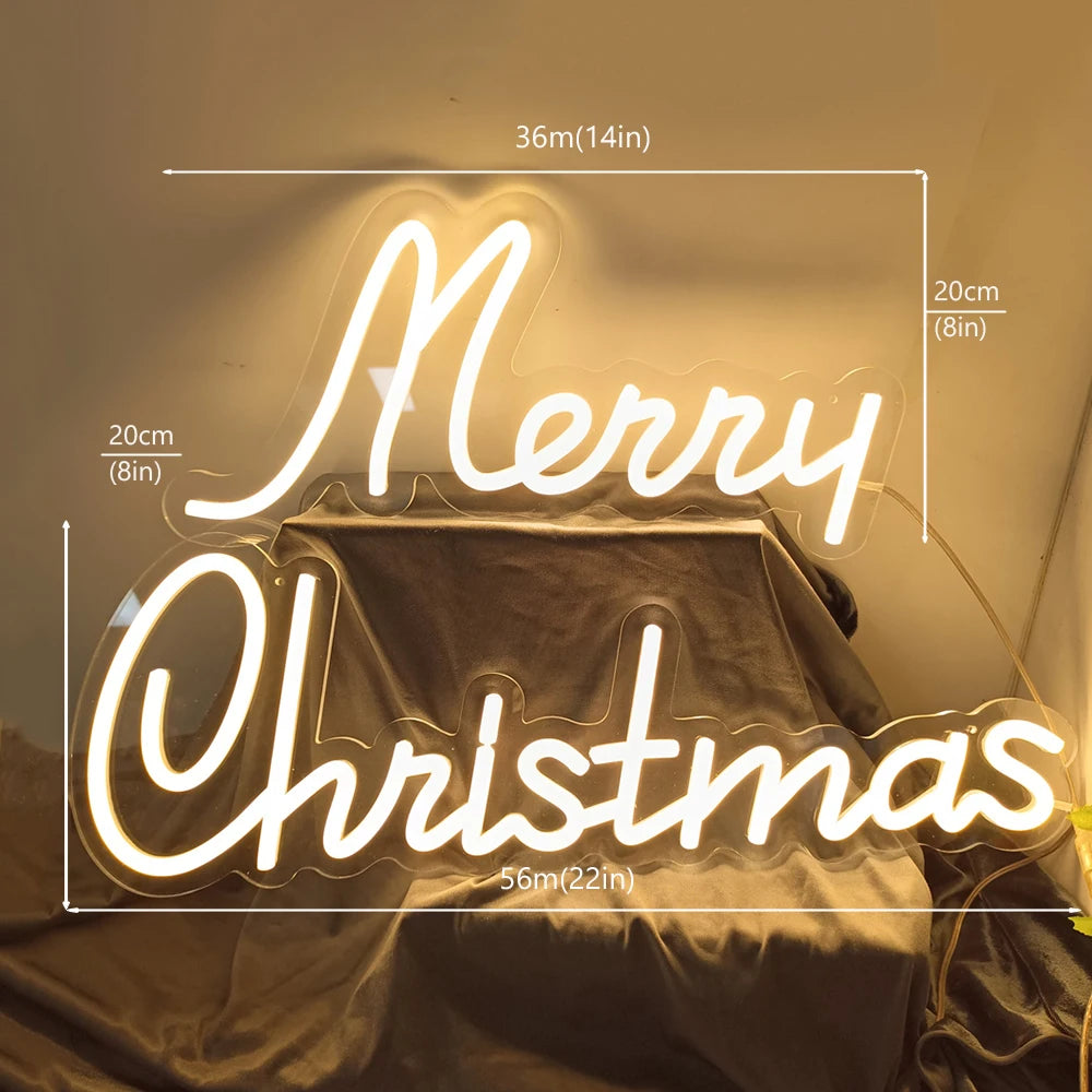 Christmas Neon Light Sign Wall Art Lamp for Bar Room Decor Merry Christmas Night Garden Lighting Home Bar Perfect Gift