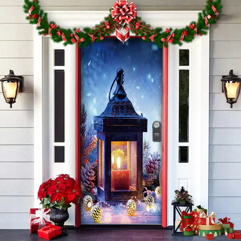 Nightmare Before Christmas Outdoor Decorations Props Christmas Door Cover Santa Xmas Elves Backdrop Banner Party House Door Hang