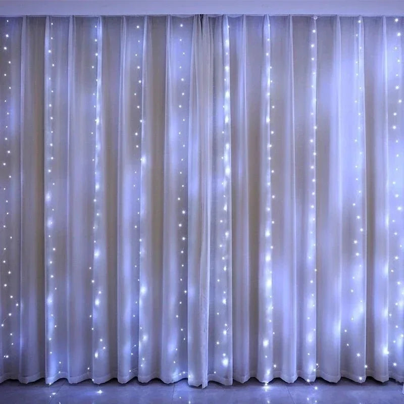 Xmas 8 Lighting Modes LED Curtain String Lights USB Powered Fairy Lights Indoor Garden Wedding Party Home Christmas Decoration