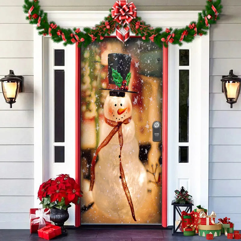 Nightmare Before Christmas Outdoor Decorations Props Christmas Door Cover Santa Xmas Elves Backdrop Banner Party House Door Hang