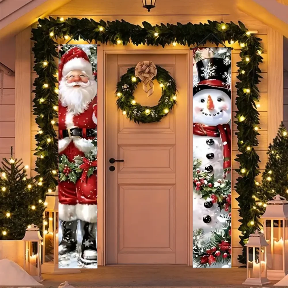 Christmas Hanging DoorBanner Antithetical Couplet Merry Christmas Party Decoration New Year 2026 Christmas Wall Banner Xmas Gift