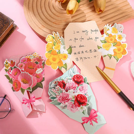 Creative Carnation Thanks Flowers Postcard Exquisite Beautiful Greeting Card Floral Birthday Cards Teacher Day Birthday Gifts