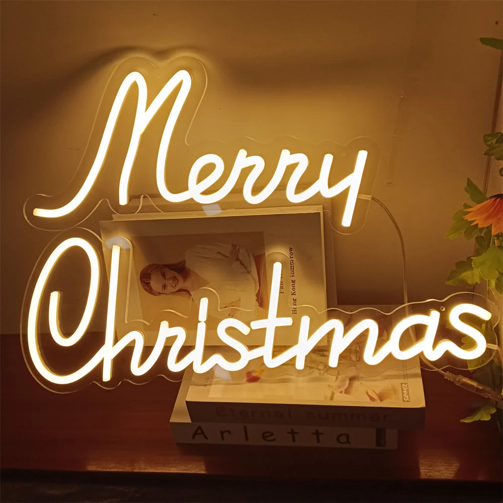 Christmas Neon Light Sign Wall Art Lamp for Bar Room Decor Merry Christmas Night Garden Lighting Home Bar Perfect Gift