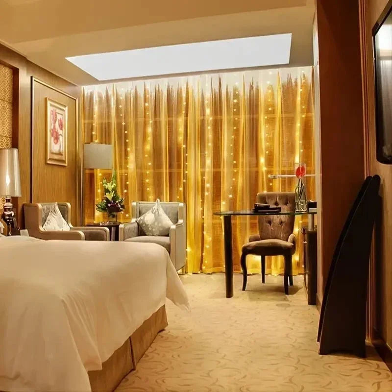 Xmas 8 Lighting Modes LED Curtain String Lights USB Powered Fairy Lights Indoor Garden Wedding Party Home Christmas Decoration