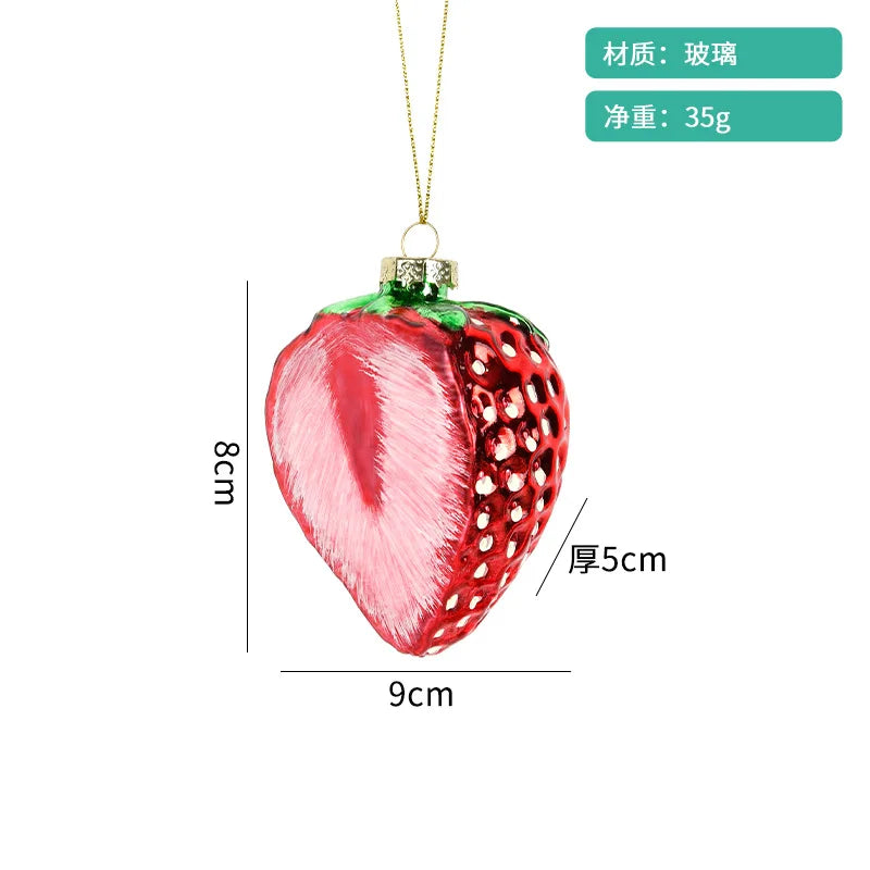 Christmas Decorations Accessories Glass Painted Fruits Vegetables Bottles Cake Christmas Tree Ornaments Hanging Pendant Gifts