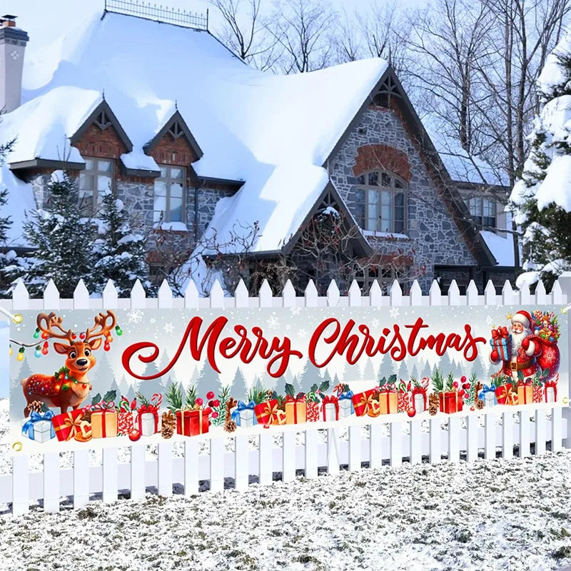 Christmas Outdoor Banner Merry Christmas Decorations For Home 2025 Outdoor Decor Xmas Navidad Noel Natal Happy New Year 2026