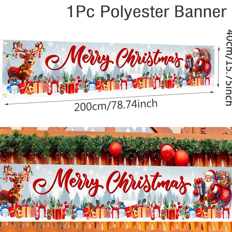 Christmas Outdoor Banner Merry Christmas Decorations For Home 2025 Outdoor Decor Xmas Navidad Noel Natal Happy New Year 2026