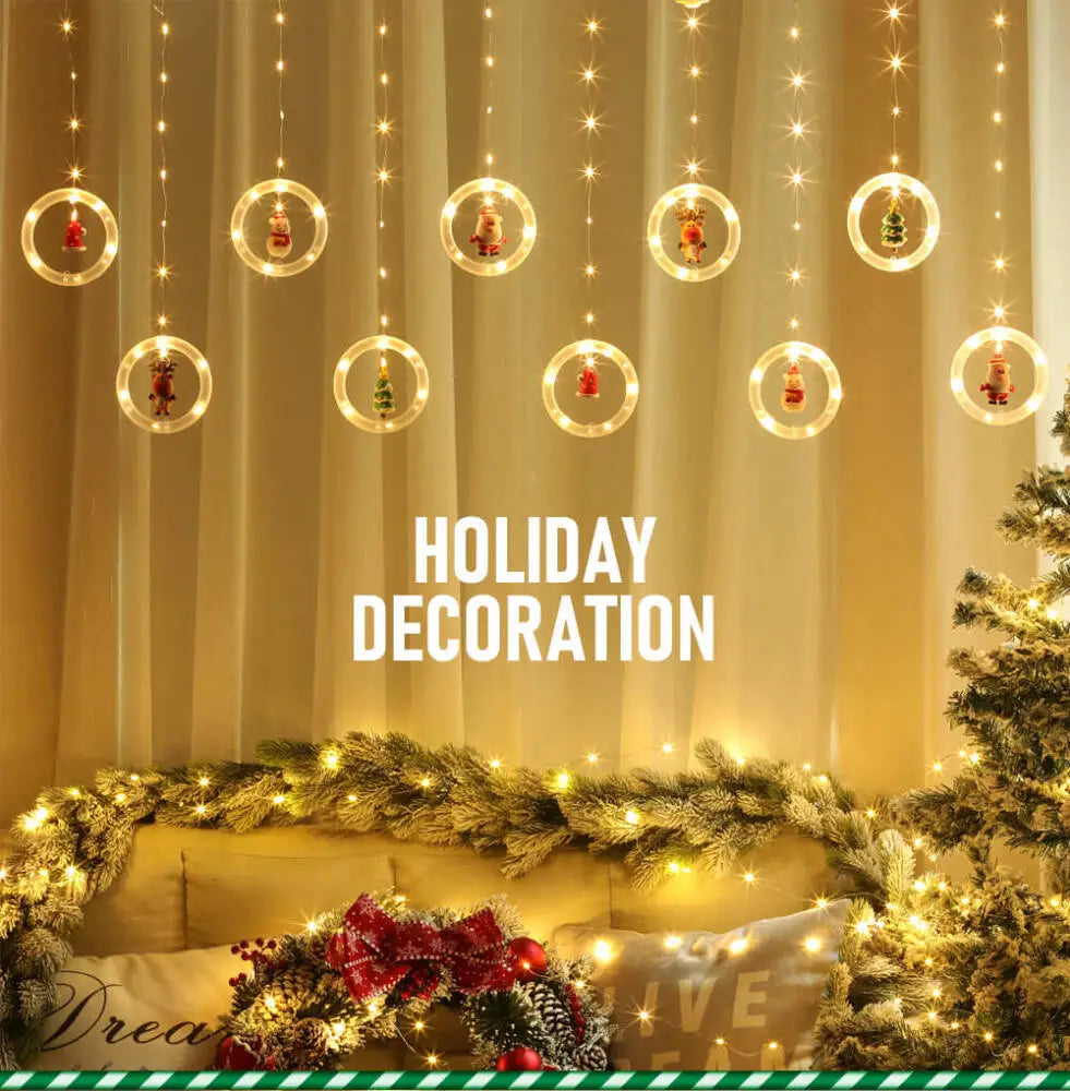 Christmas Led Decorative Lights Strip Star Curtain Lights Christmas Tree Lights String Festival Atmosphere Lights Star Lights