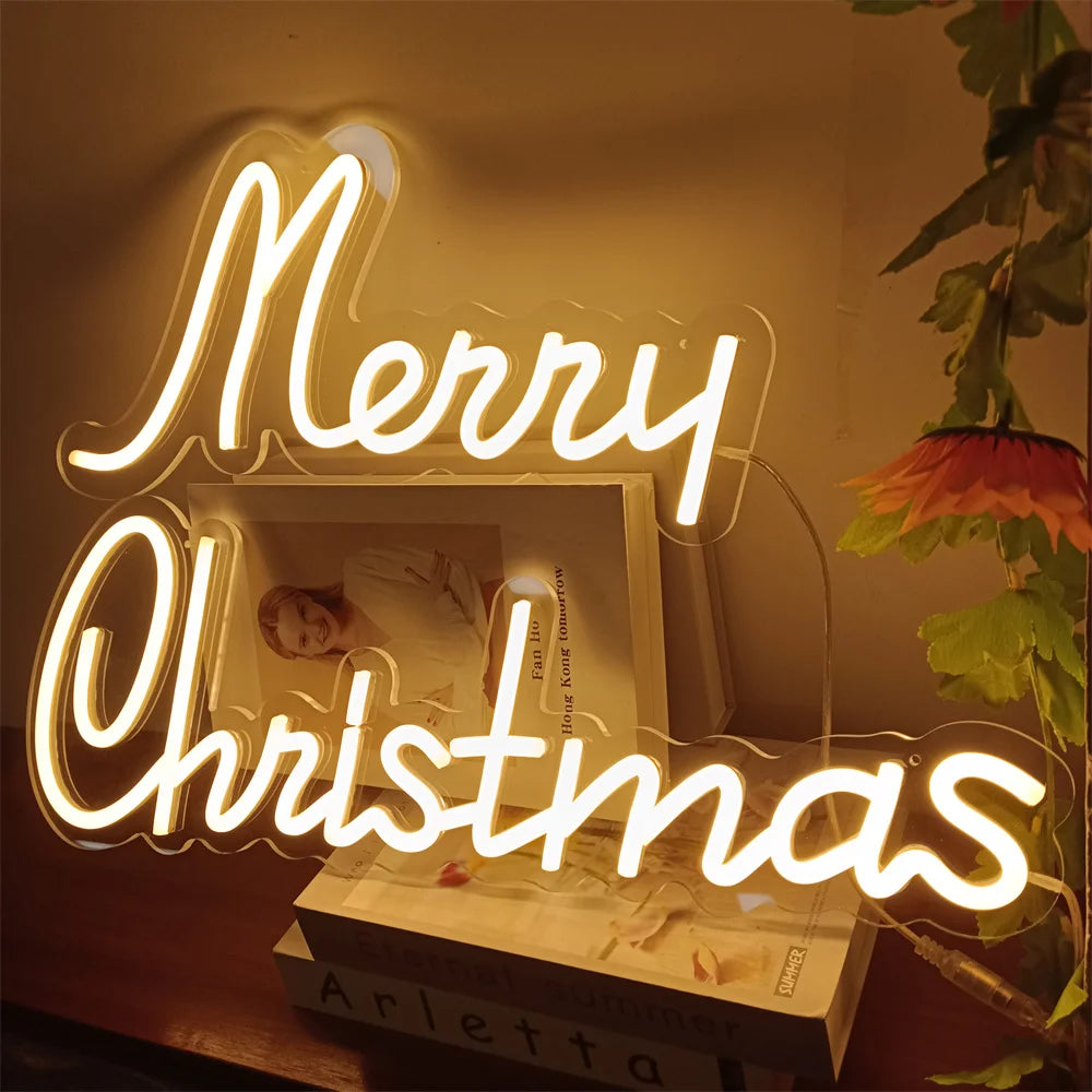Christmas Neon Light Sign Wall Art Lamp for Bar Room Decor Merry Christmas Night Garden Lighting Home Bar Perfect Gift