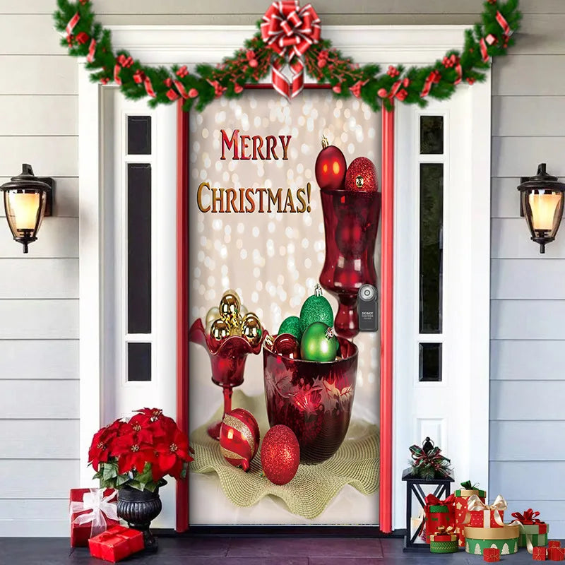 Nightmare Before Christmas Outdoor Decorations Props Christmas Door Cover Santa Xmas Elves Backdrop Banner Party House Door Hang