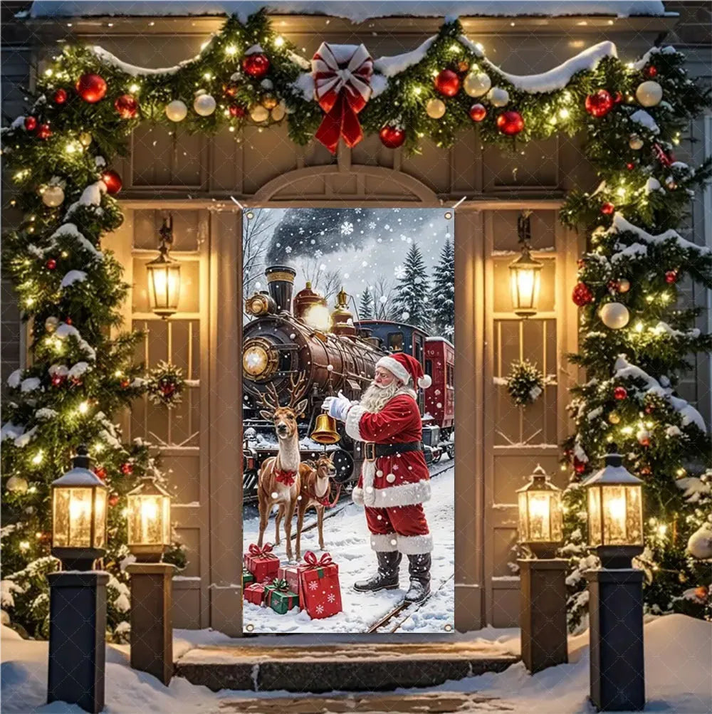 Christmas Hanging DoorBanner Antithetical Couplet Merry Christmas Party Decoration New Year 2026 Christmas Wall Banner Xmas Gift