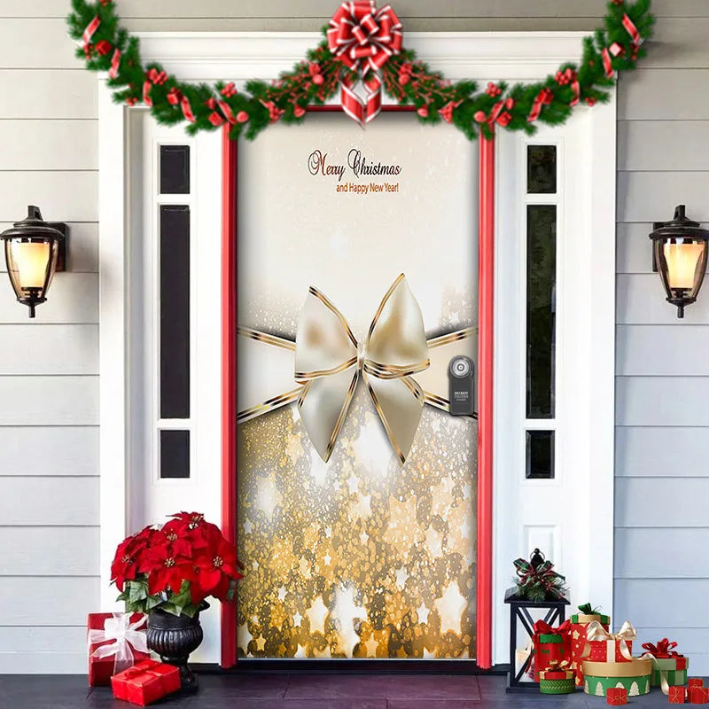 Nightmare Before Christmas Outdoor Decorations Props Christmas Door Cover Santa Xmas Elves Backdrop Banner Party House Door Hang
