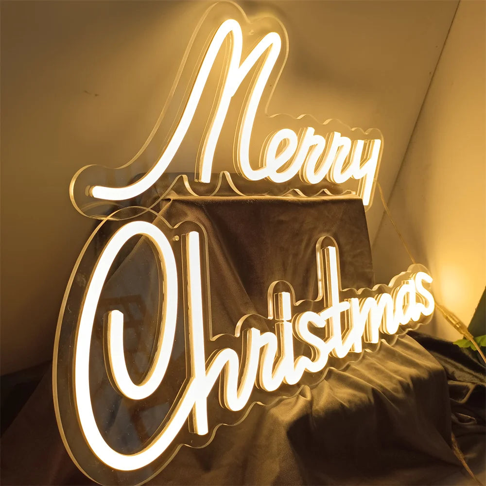 Christmas Neon Light Sign Wall Art Lamp for Bar Room Decor Merry Christmas Night Garden Lighting Home Bar Perfect Gift