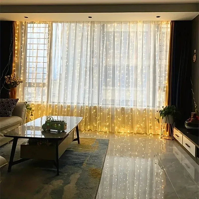 Xmas 8 Lighting Modes LED Curtain String Lights USB Powered Fairy Lights Indoor Garden Wedding Party Home Christmas Decoration