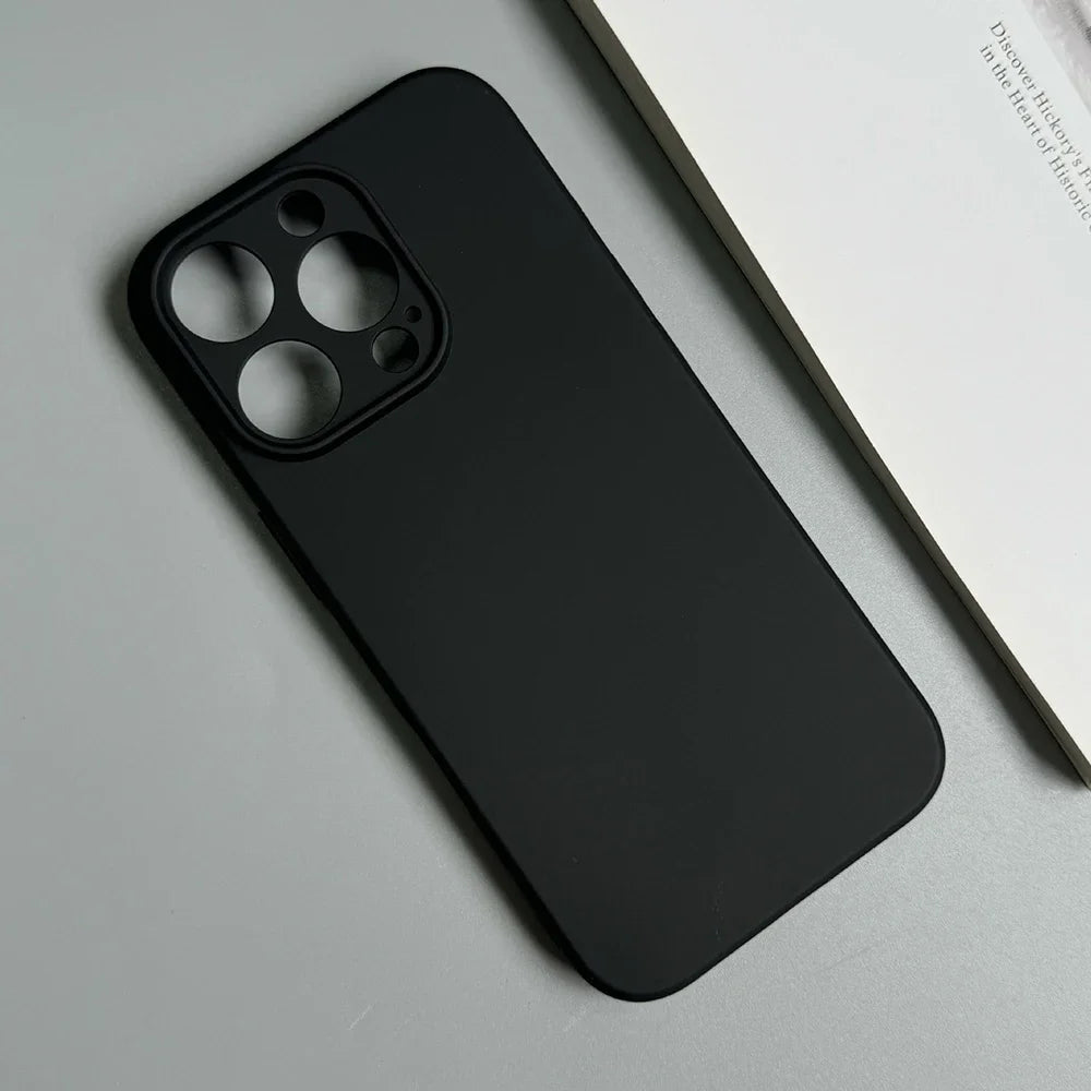 Luxury Full Black Silicone Matte Phone Case For iphone 17 Air 16 15 14 13 12 11 Pro Max 16 15 14 Plus Back Cover TPU Soft Case