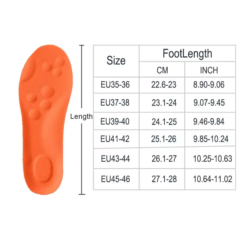 1 Pair Latex PU Sports Shoe Insoles Soft High Elasticity Orthopedic Breathable Shock Absorption Arch Support Shoe Inserts