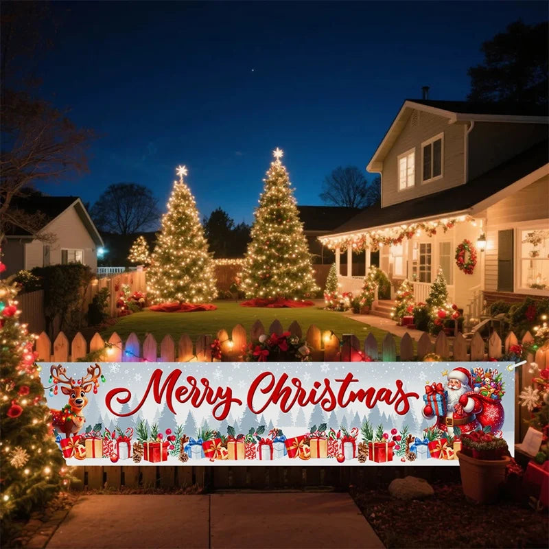 Christmas Outdoor Banner Merry Christmas Decorations For Home 2025 Outdoor Decor Xmas Navidad Noel Natal Happy New Year 2026