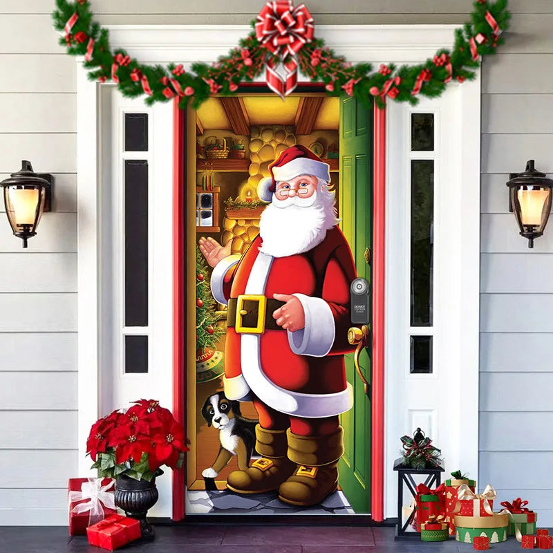 Nightmare Before Christmas Outdoor Decorations Props Christmas Door Cover Santa Xmas Elves Backdrop Banner Party House Door Hang