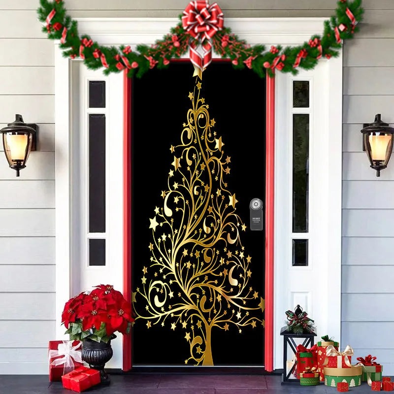 Nightmare Before Christmas Outdoor Decorations Props Christmas Door Cover Santa Xmas Elves Backdrop Banner Party House Door Hang