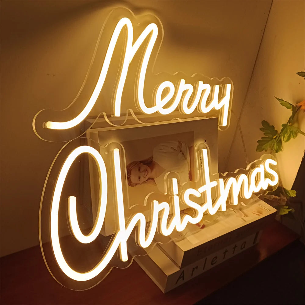 Christmas Neon Light Sign Wall Art Lamp for Bar Room Decor Merry Christmas Night Garden Lighting Home Bar Perfect Gift