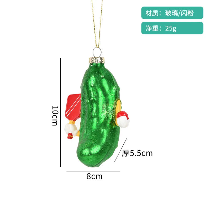Christmas Decorations Accessories Glass Painted Fruits Vegetables Bottles Cake Christmas Tree Ornaments Hanging Pendant Gifts