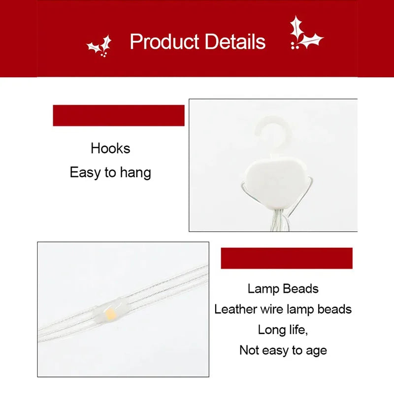 LED Christmas Ladder Lights with Santa Claus Decorations 8 Lighting Modes Outdoor Patio Garden Festive Party Wall & Tree Decor