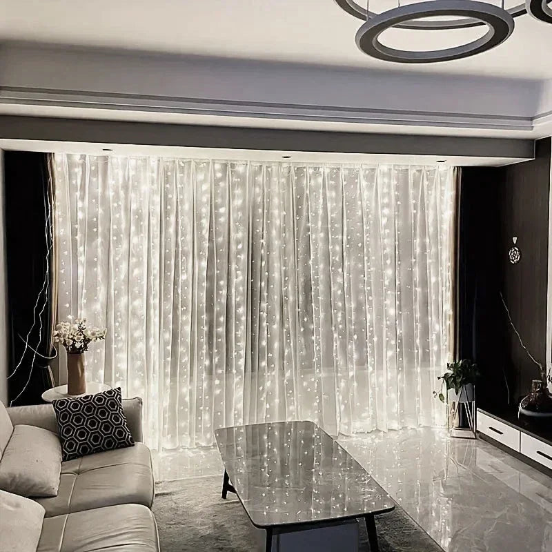 Xmas 8 Lighting Modes LED Curtain String Lights USB Powered Fairy Lights Indoor Garden Wedding Party Home Christmas Decoration