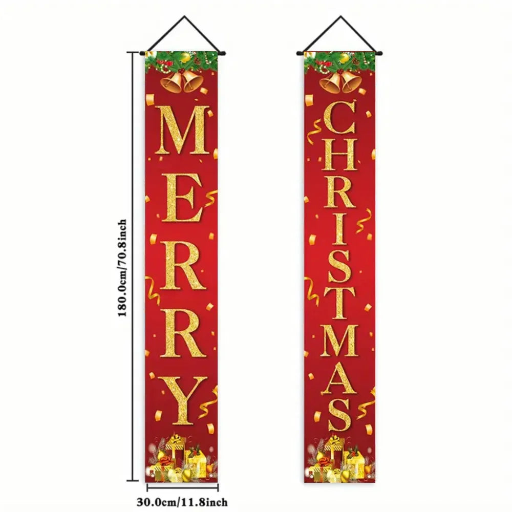 Christmas Hanging DoorBanner Antithetical Couplet Merry Christmas Party Decoration New Year 2026 Christmas Wall Banner Xmas Gift