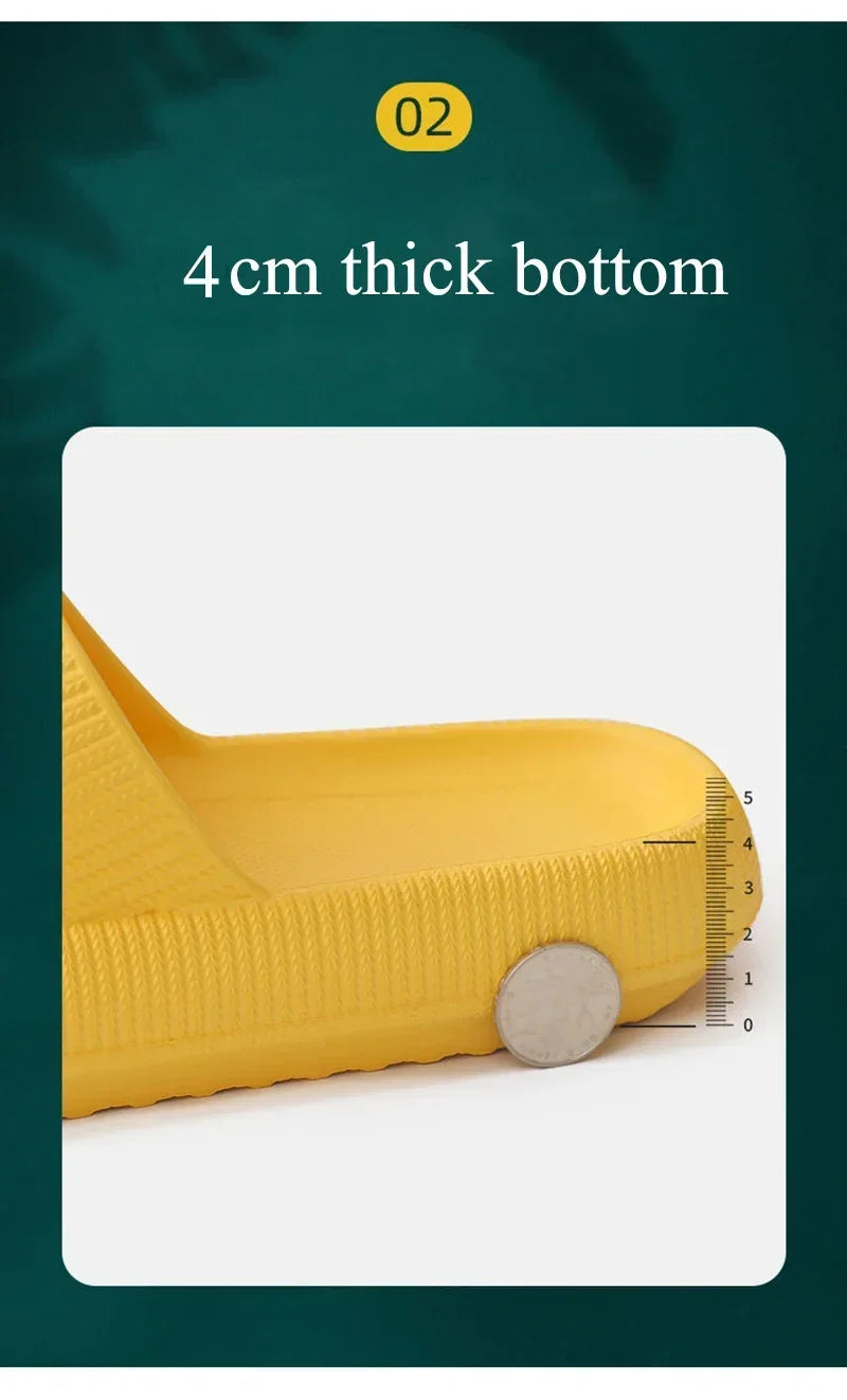 EVA Beach Slippers Thick Sole 4cm Cloud-Like Comfort Home Use Couple Height Increasing Indoor Solid Color Summer Sandals