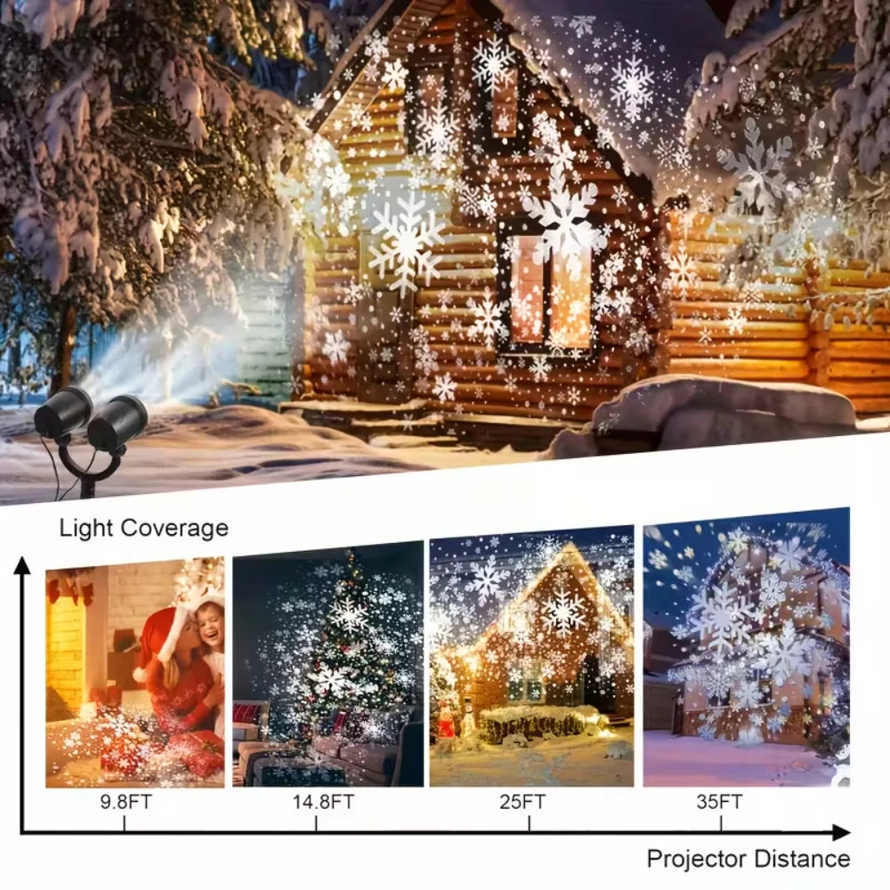 Christmas Snowfall Projector Lights Highlight Dynamic LED Snow Xmas Snowflake Spotlight Lighting Projector for Home Room Decor