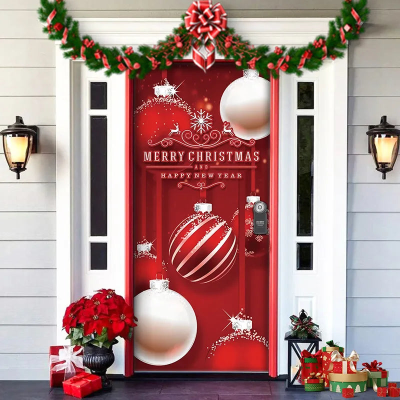 Nightmare Before Christmas Outdoor Decorations Props Christmas Door Cover Santa Xmas Elves Backdrop Banner Party House Door Hang