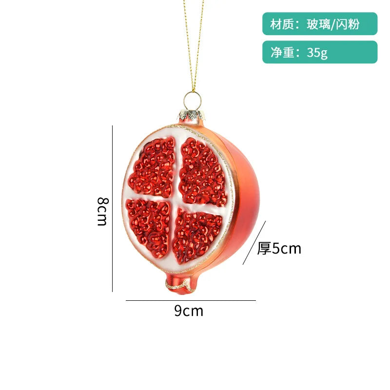 Christmas Decorations Accessories Glass Painted Fruits Vegetables Bottles Cake Christmas Tree Ornaments Hanging Pendant Gifts