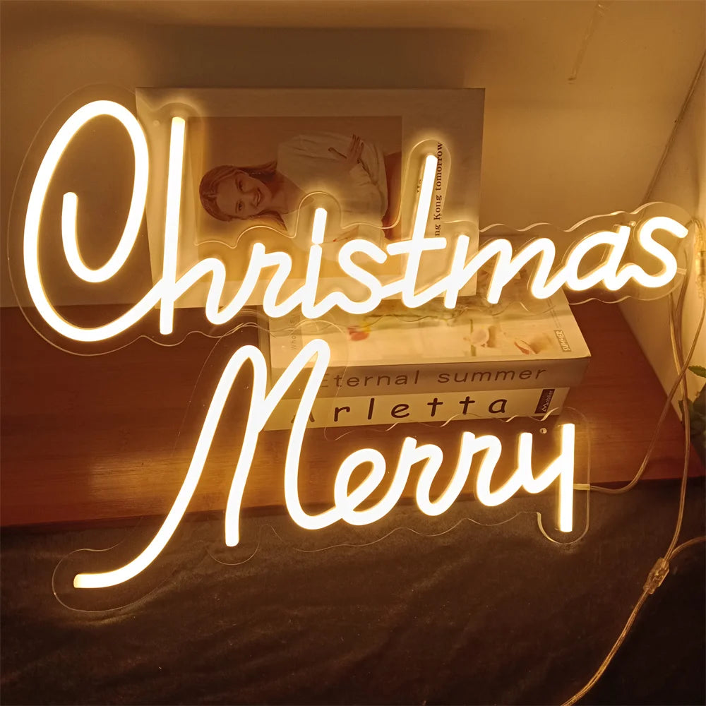Christmas Neon Light Sign Wall Art Lamp for Bar Room Decor Merry Christmas Night Garden Lighting Home Bar Perfect Gift